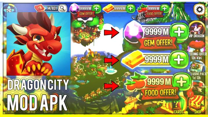 Dragon City Mod APk Unlimited Money and Gems